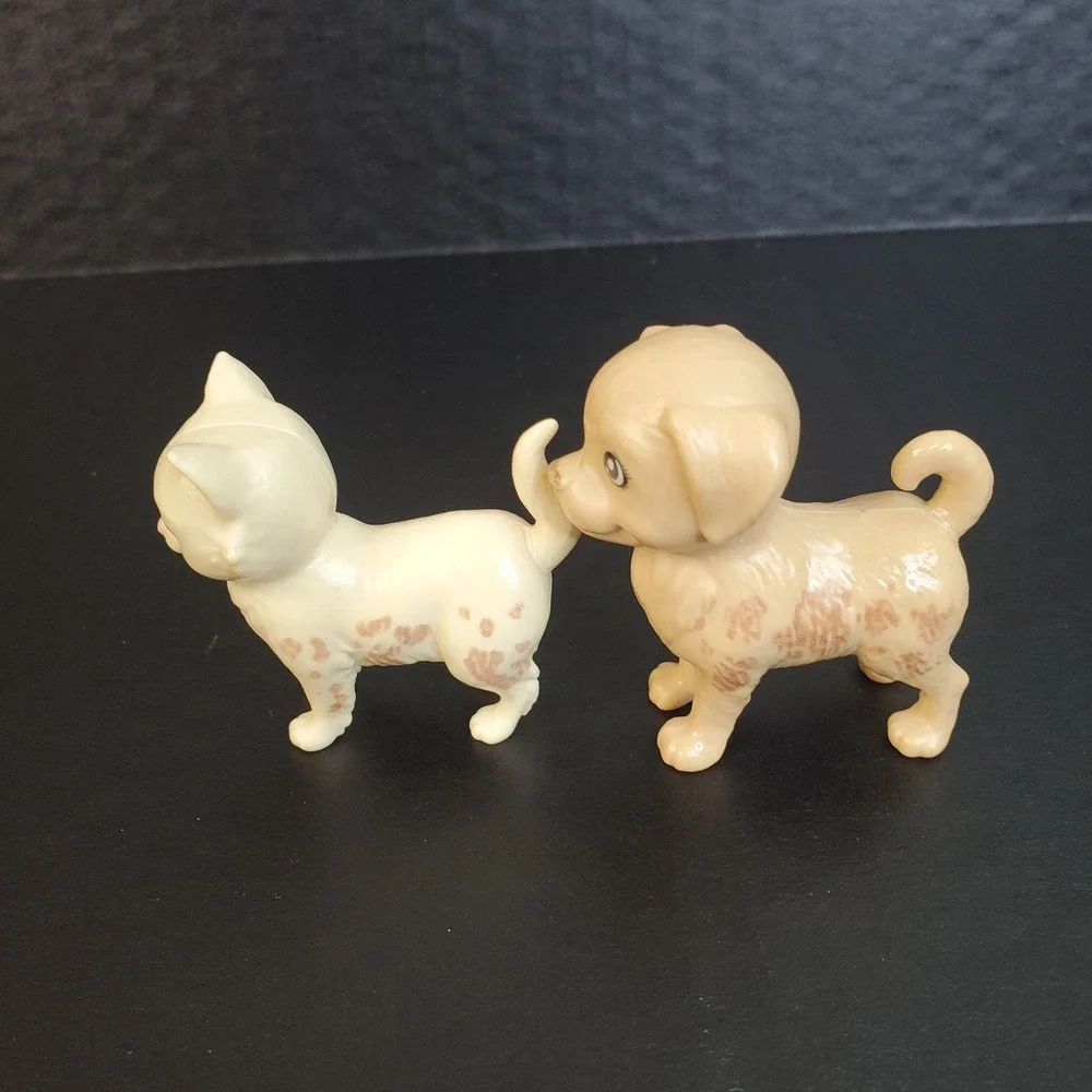 Barbie Play And Wash Pet Animals Dog + Cat Lot of 2 Plastic Figures‎